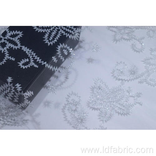 100%Nylon White Mesh Fabric With Glitter
